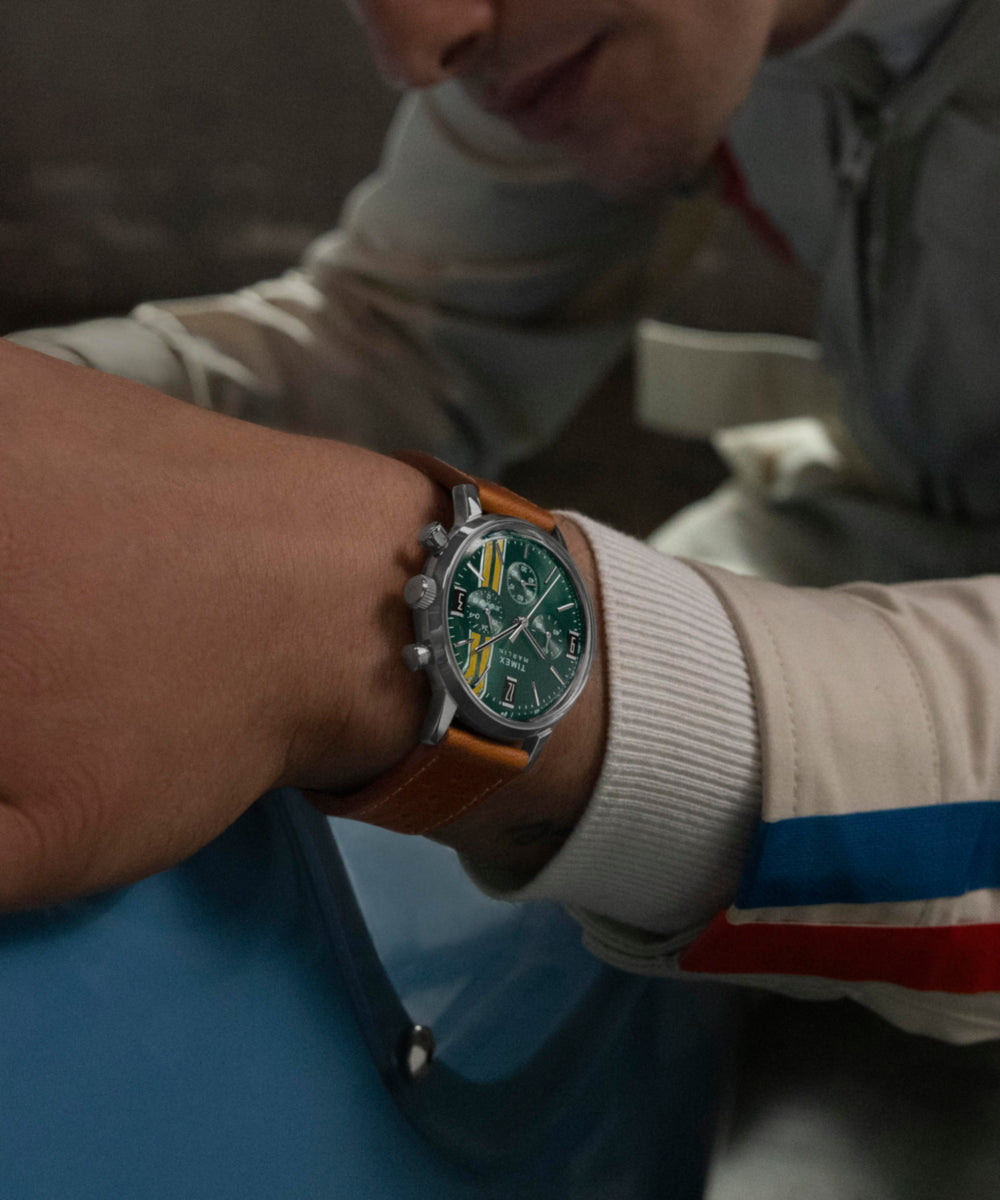 Timex Marlin Chronograph Tachymeter 40mm Leather Strap Watch