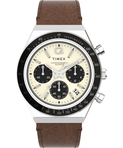 Timex Q Timex Chronograph 40mm Leather Strap Watch