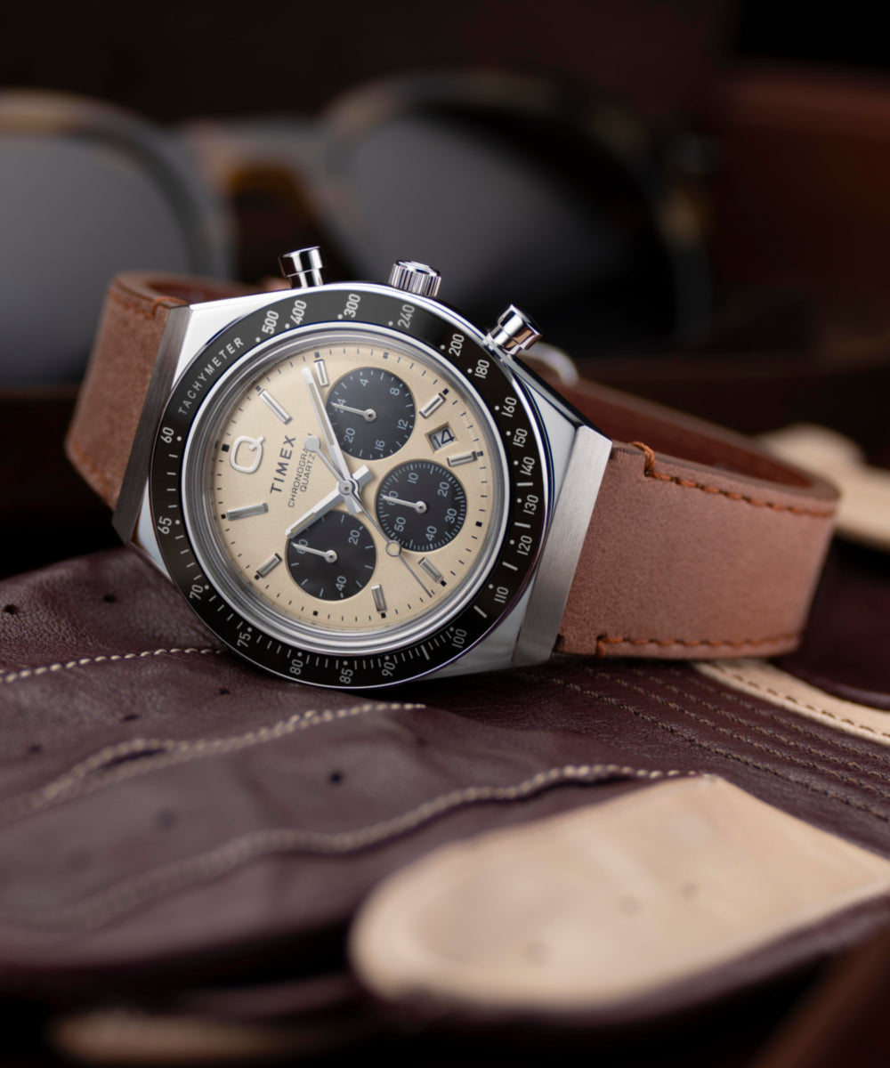 Timex Q Timex Chronograph 40mm Leather Strap Watch