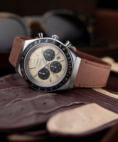 Timex Q Timex Chronograph 40mm Leather Strap Watch