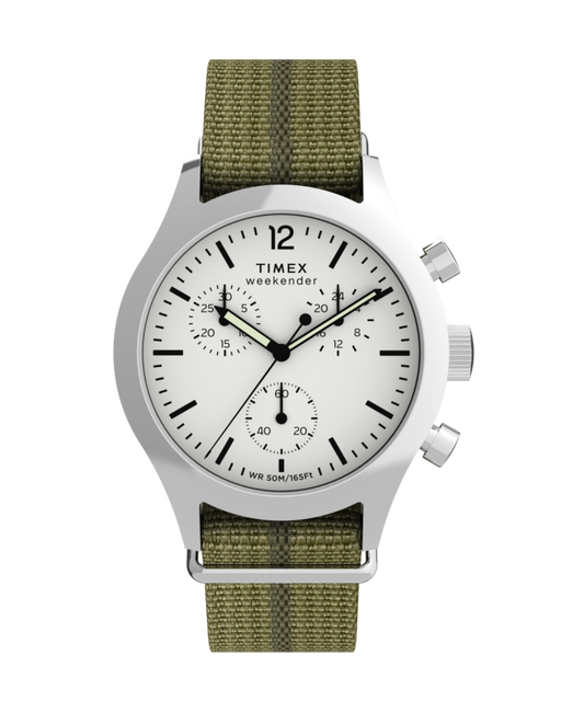 Timex Timex Weekender New England Chronograph 40mm Eco-Conscious Fabric Stra