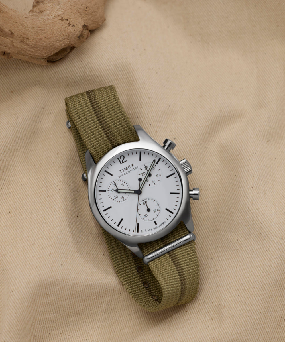 Timex Timex Weekender New England Chronograph 40mm Eco-Conscious Fabric Stra