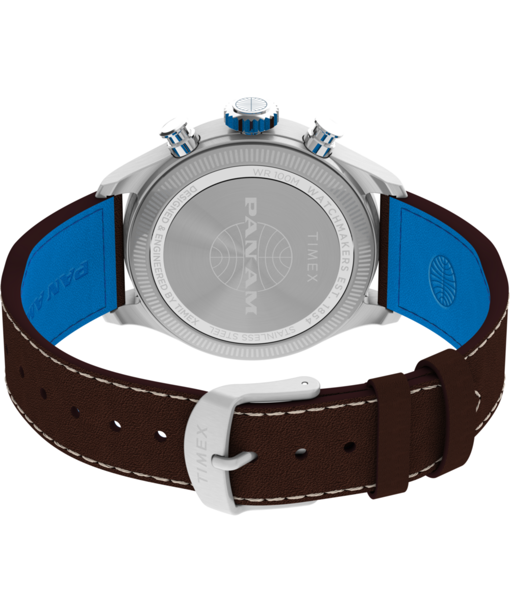 Timex Timex x Pan Am Waterbury Ace Chronograph 41mm Leather Strap Watch