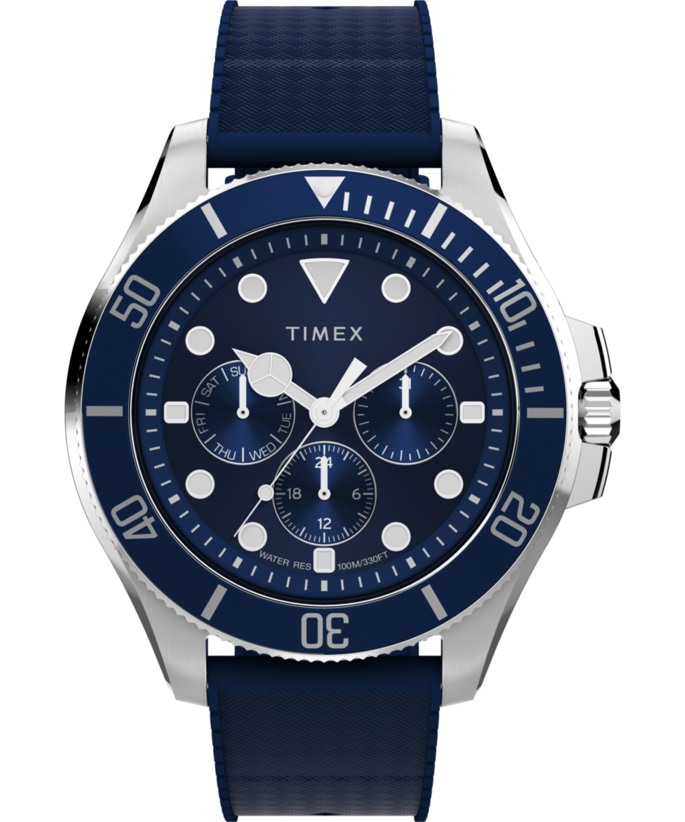 Timex Harborside Coast Multifunction 43mm Synthetic Rubber Strap Watch