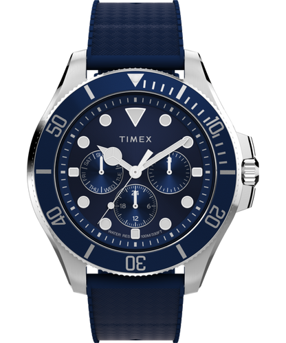 Timex Harborside Coast Multifunction 43mm Synthetic Rubber Strap Watch