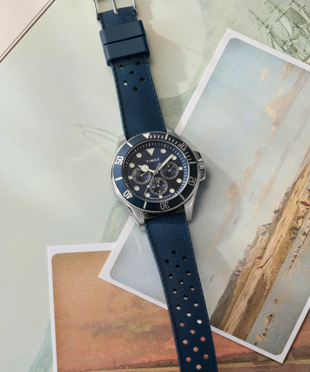 Timex Harborside Coast Multifunction 43mm Synthetic Rubber Strap Watch