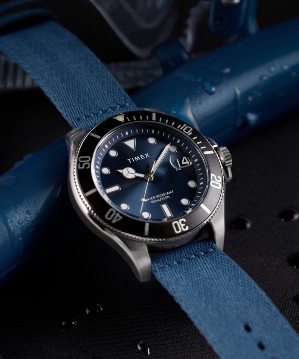 Timex Harborside Coast 44mm Recycled Fabric Strap Watch