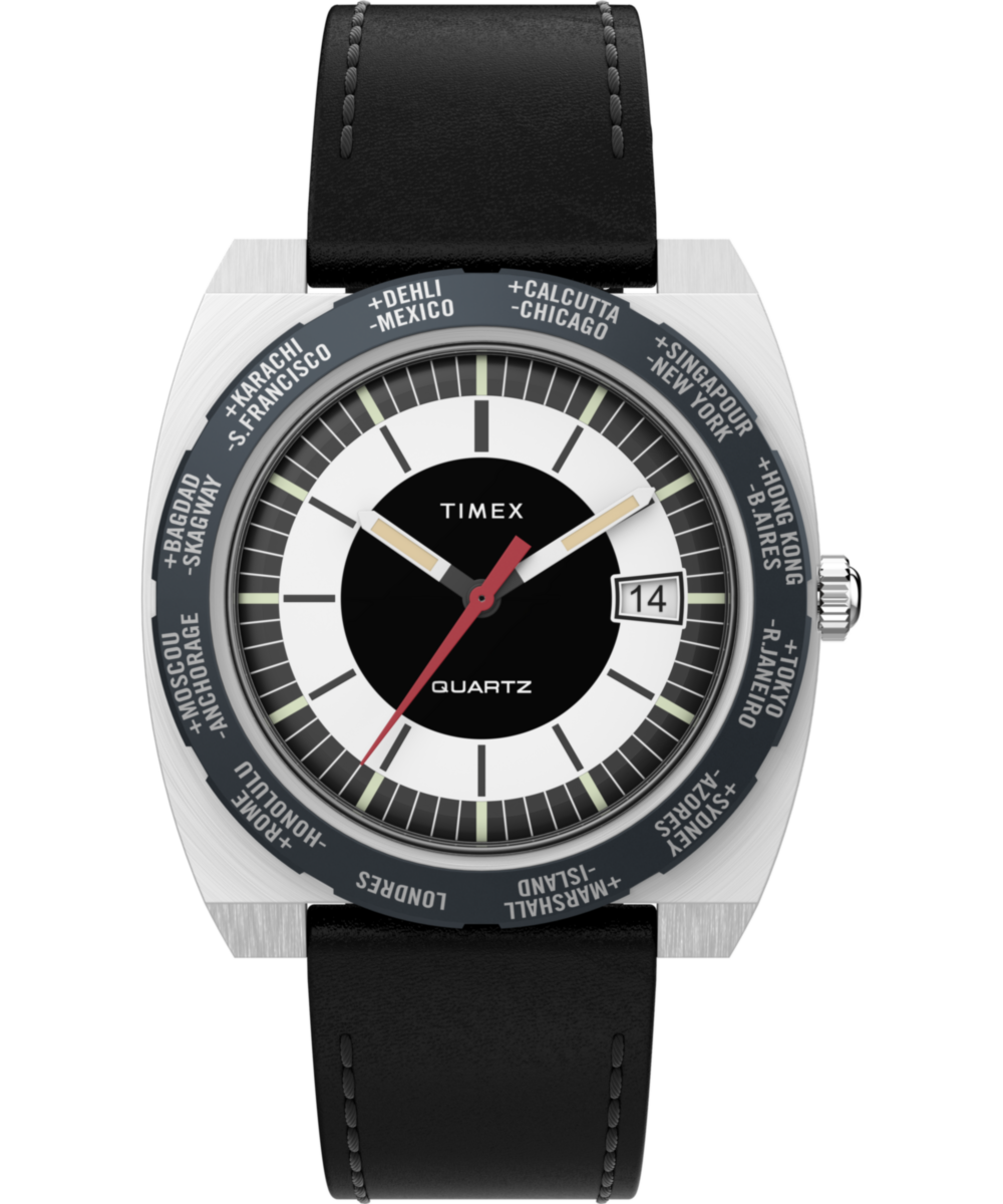 Timex Timex World Time 1972 Reissue 39mm Leather Strap Watch