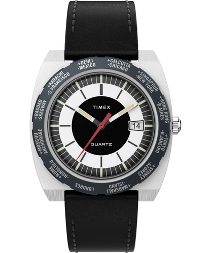 Timex Timex World Time 1972 Reissue 39mm Leather Strap Watch