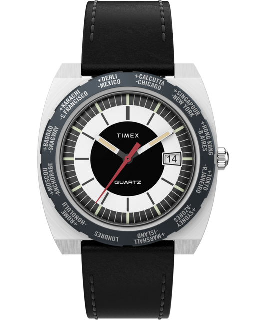 Timex Timex World Time 1972 Reissue 39mm Leather Strap Watch