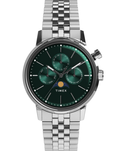 Timex Marlin Moon Phase Multifunction 40mm Stainless Steel Bracelet Watch