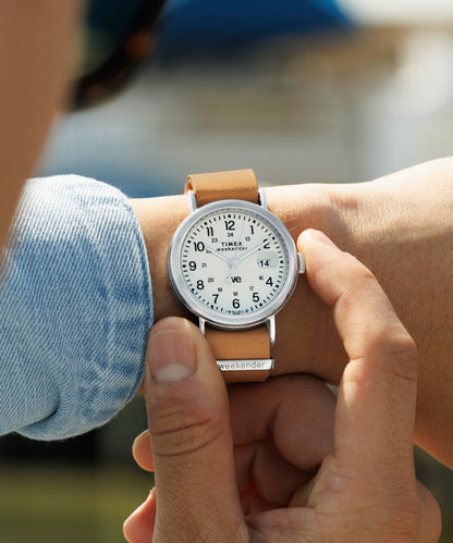 Timex Weekender 37mm Leather Strap Watch
