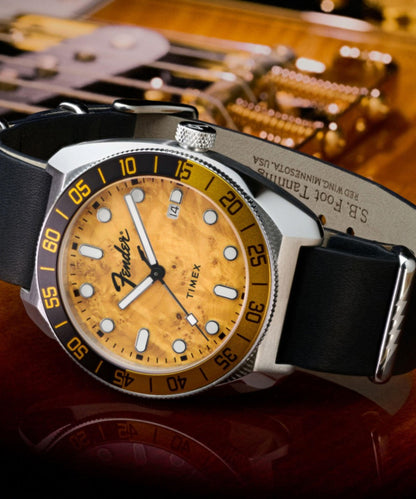 Timex Fender x Timex Automatic 41mm Leather Strap Watch