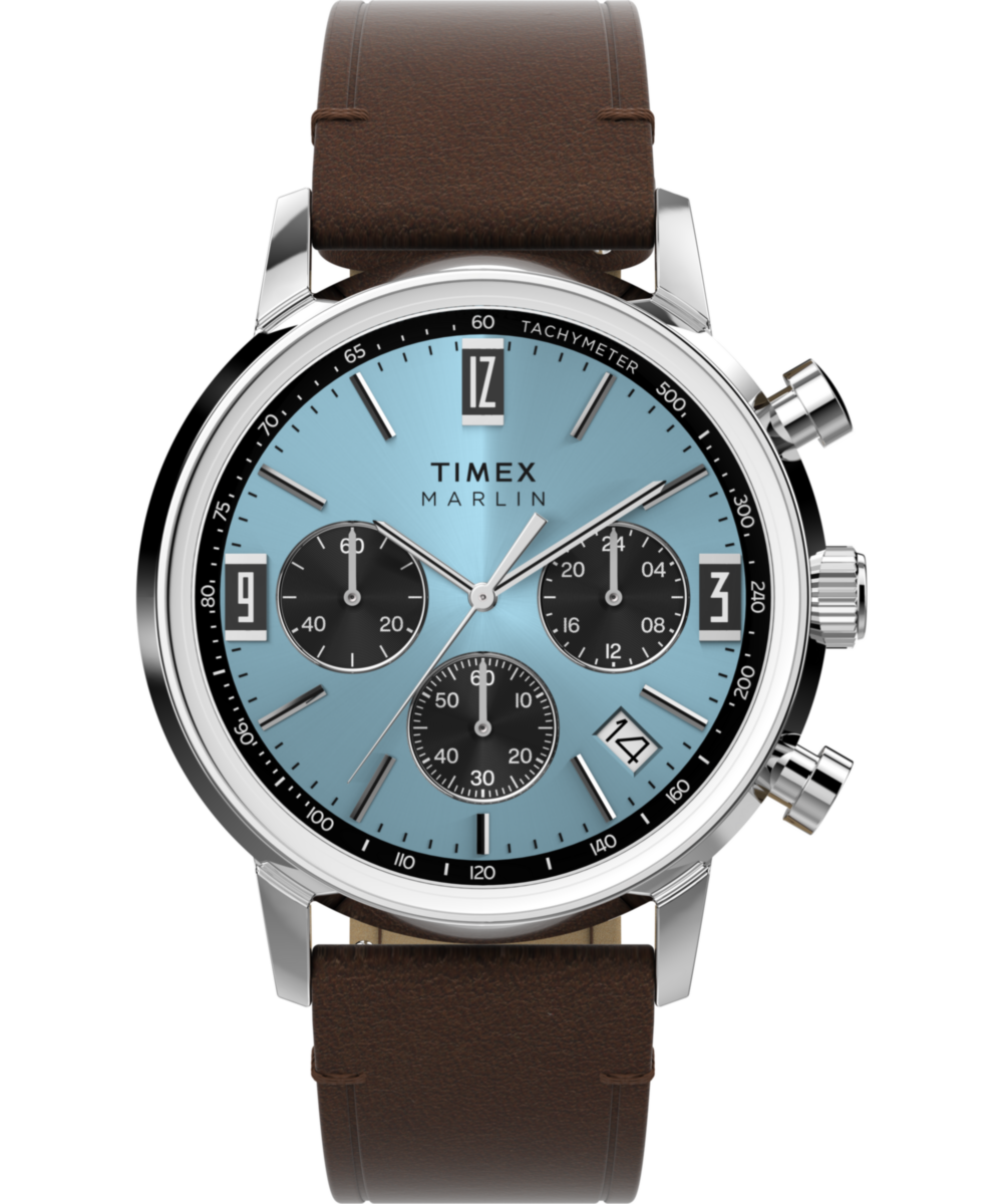 Timex Marlin Chronograph Tachymeter 40mm Leather Strap Watch