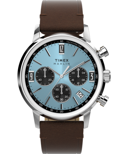 Timex Marlin Chronograph Tachymeter 40mm Leather Strap Watch