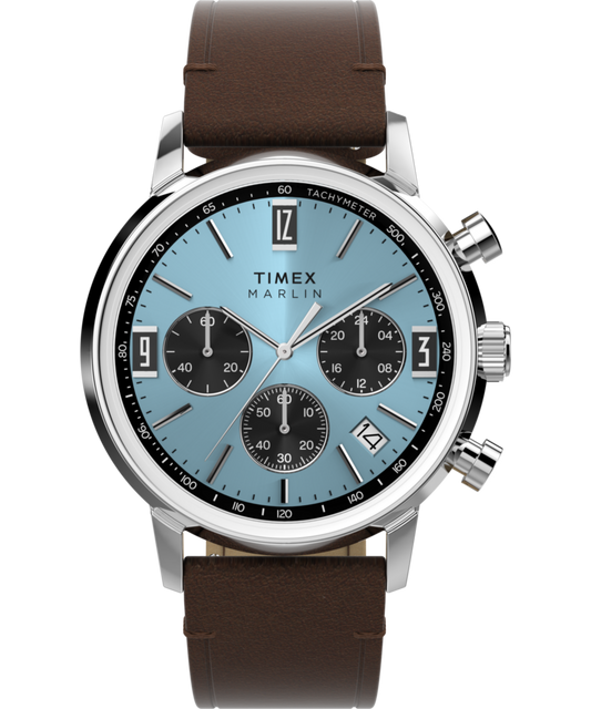 Timex Marlin Chronograph Tachymeter 40mm Leather Strap Watch