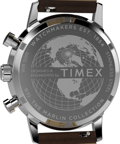 Timex Marlin Chronograph Tachymeter 40mm Leather Strap Watch