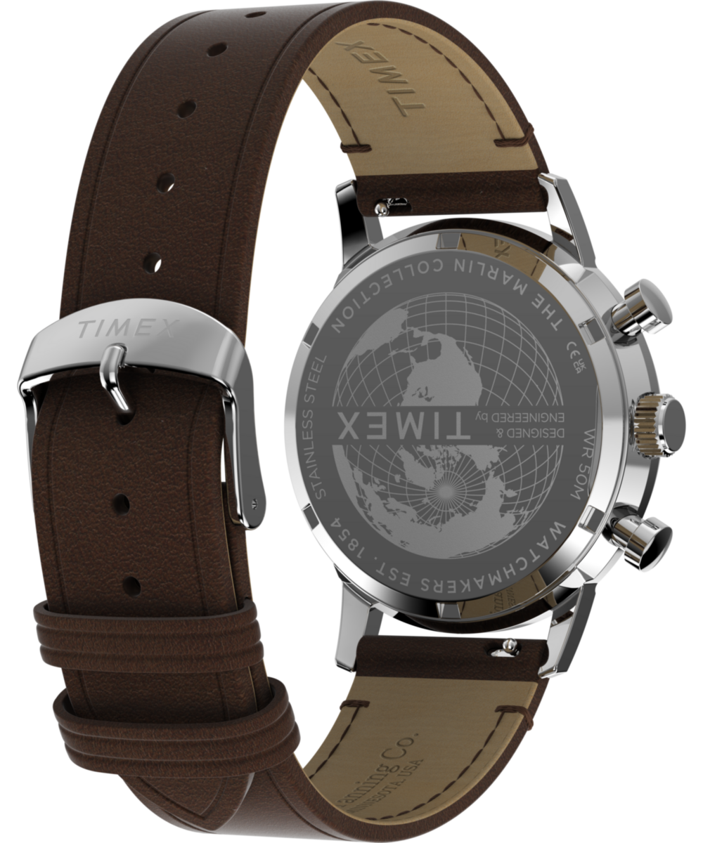 Timex Marlin Chronograph Tachymeter 40mm Leather Strap Watch