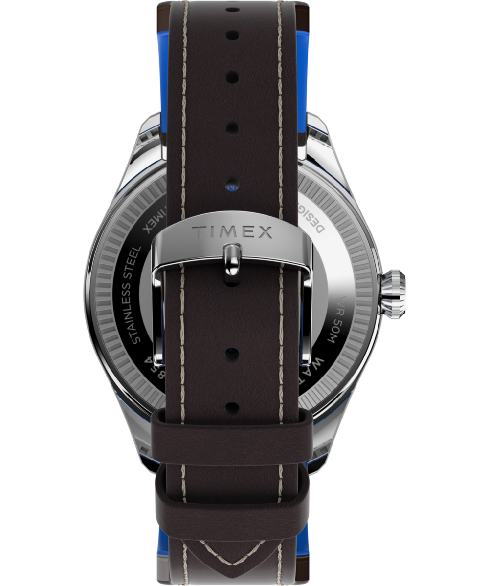 Timex Pan Am x Timex Day-Date 42mm Leather Strap Watch