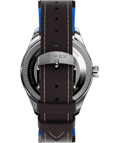 Timex Pan Am x Timex Day-Date 42mm Leather Strap Watch