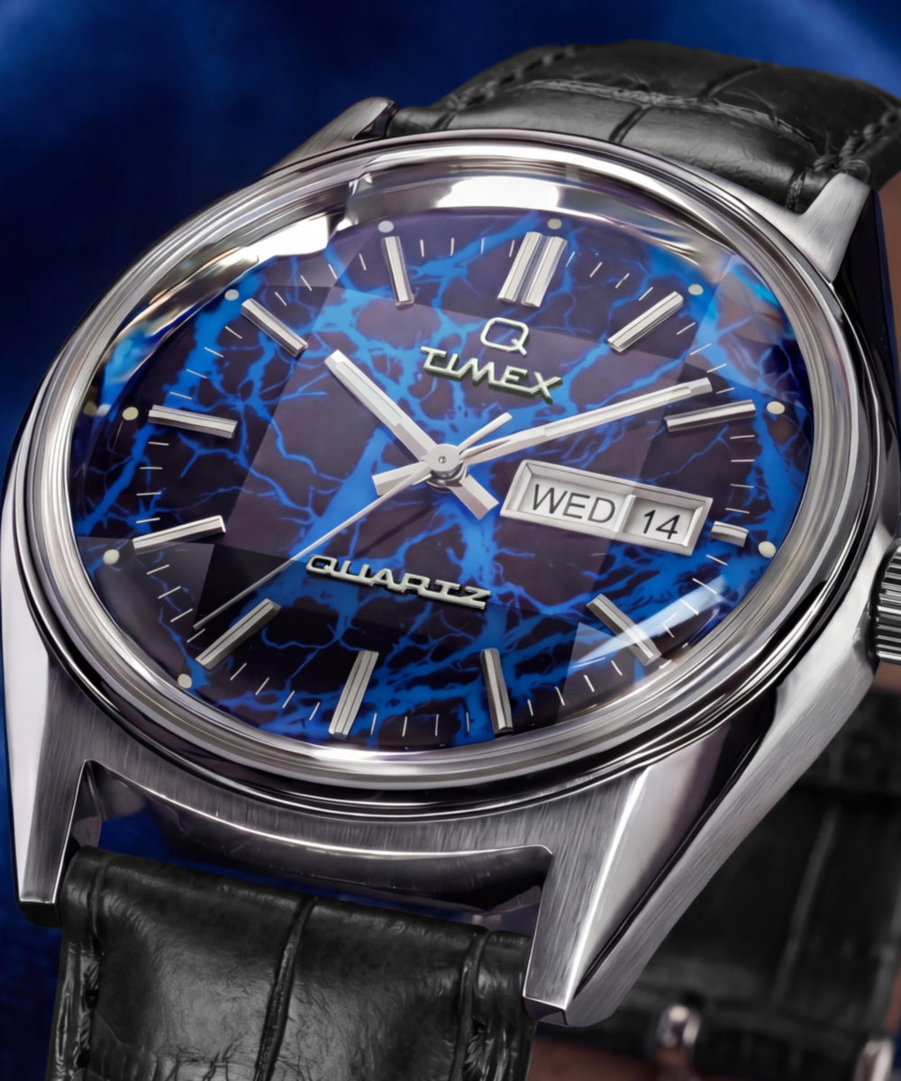 Timex Q Timex Blue Vega 38mm Leather Strap Watch