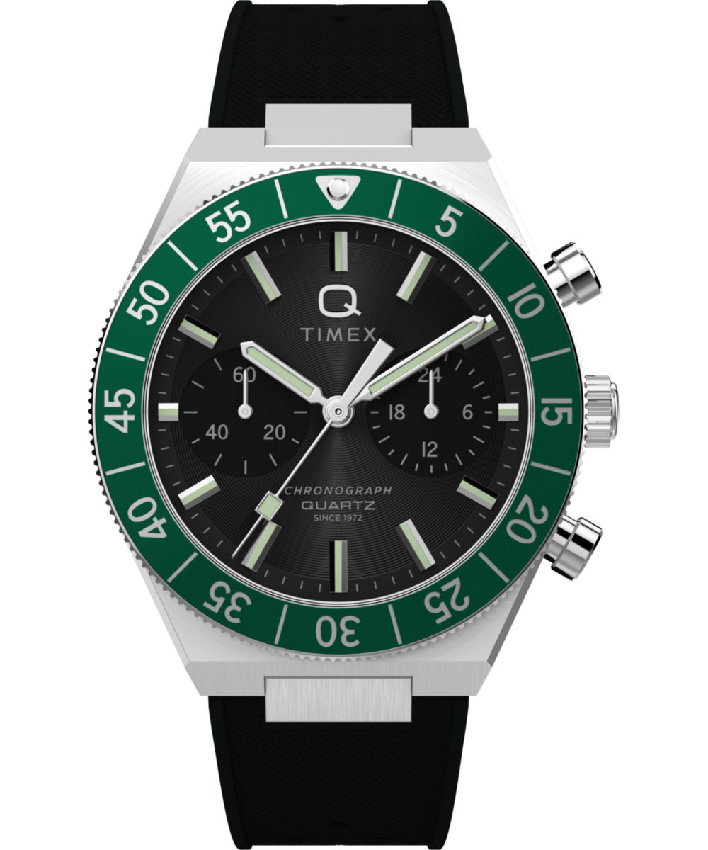 Timex Q Timex Continental Chronograph 40mm Synthetic Rubber Strap Watch