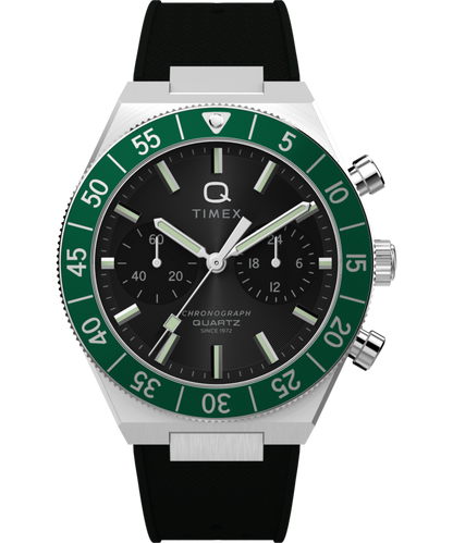 Timex Q Timex Continental Chronograph 40mm Synthetic Rubber Strap Watch