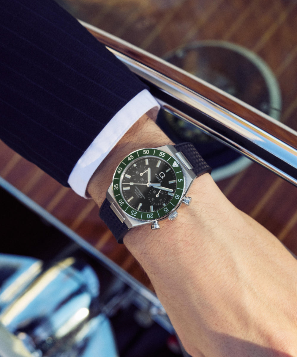Timex Q Timex Continental Chronograph 40mm Synthetic Rubber Strap Watch