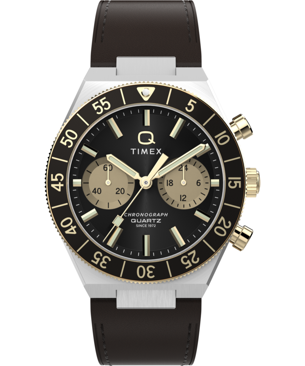 Timex Q Timex Continental Chronograph 40mm Leather Strap Watch