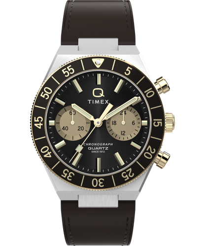 Timex Q Timex Continental Chronograph 40mm Leather Strap Watch