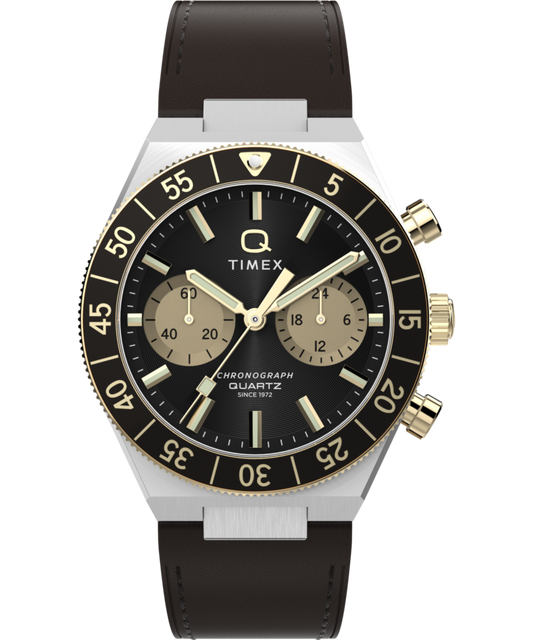 Timex Q Timex Continental Chronograph 40mm Leather Strap Watch