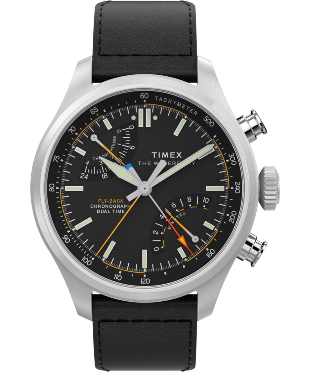 Timex Waterbury Ace Fly-Back Chronograph 43mm Leather Strap Watch