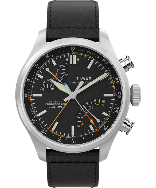 Timex Waterbury Ace Fly-Back Chronograph 43mm Leather Strap Watch