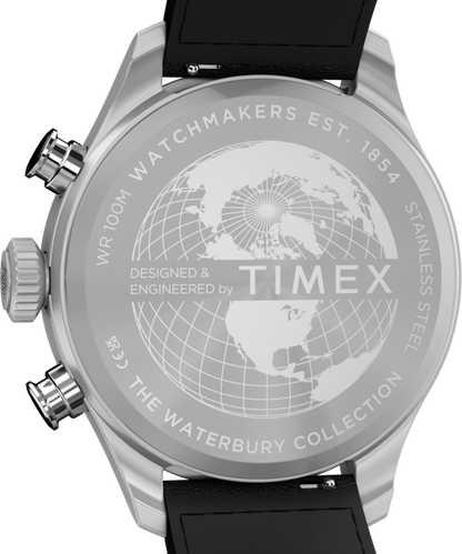 Timex Waterbury Ace Fly-Back Chronograph 43mm Leather Strap Watch