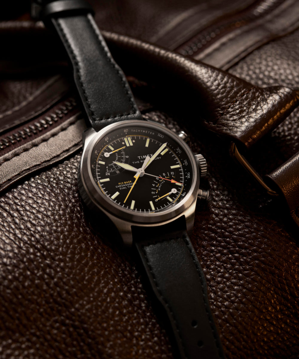 Timex Waterbury Ace Fly-Back Chronograph 43mm Leather Strap Watch