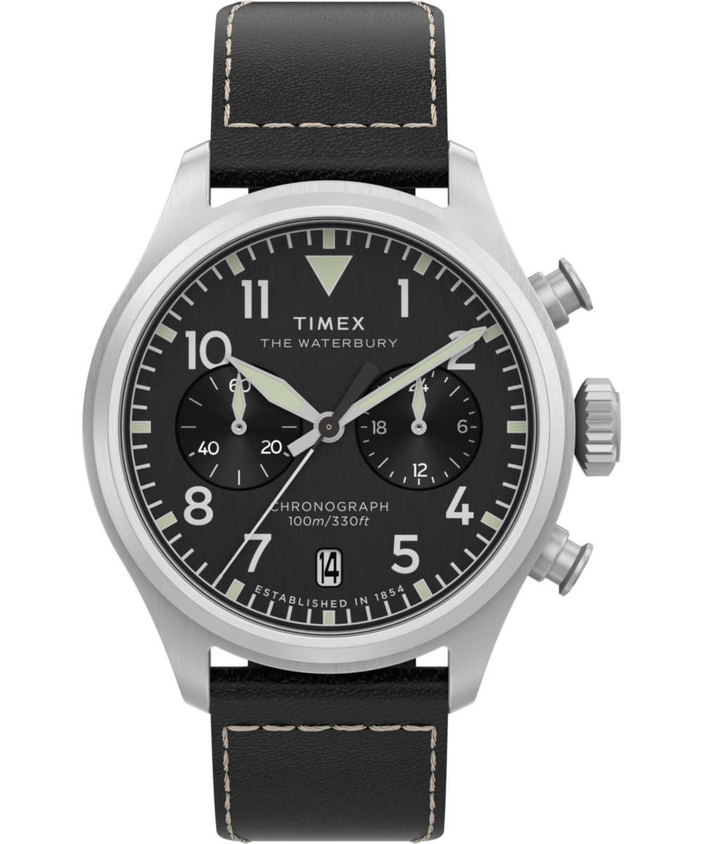 Timex Waterbury Ace Chronograph 41mm Leather Strap Watch