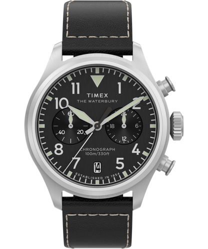 Timex Waterbury Ace Chronograph 41mm Leather Strap Watch