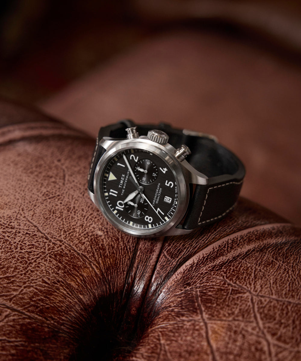 Timex Waterbury Ace Chronograph 41mm Leather Strap Watch