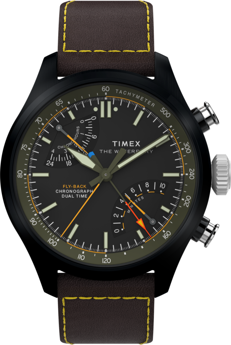 Timex Waterbury Ace Fly-Back Chronograph 43mm Leather Strap Watch