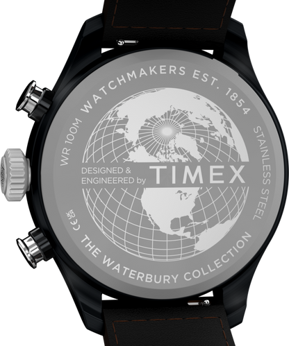 Timex Waterbury Ace Fly-Back Chronograph 43mm Leather Strap Watch