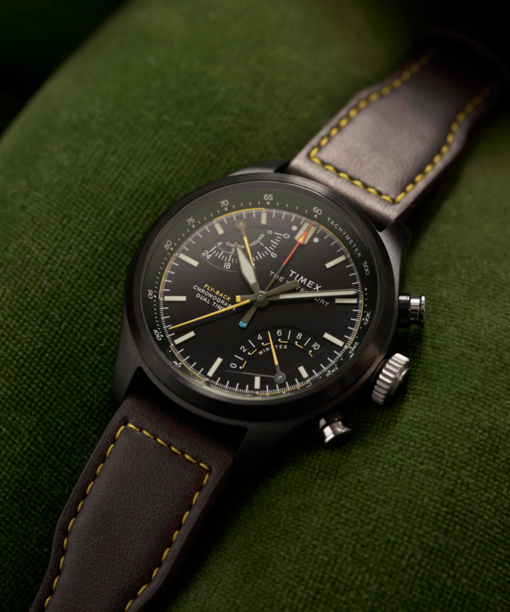 Timex Waterbury Ace Fly-Back Chronograph 43mm Leather Strap Watch