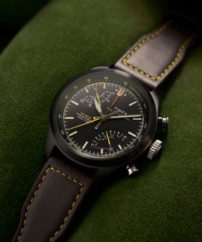 Timex Waterbury Ace Fly-Back Chronograph 43mm Leather Strap Watch