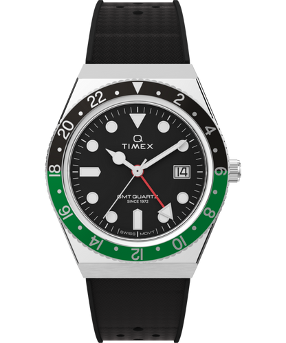 Timex Q Timex GMT 38mm Synthetic Rubber Strap Watch