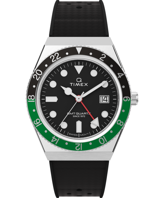 Timex Q Timex GMT 38mm Synthetic Rubber Strap Watch