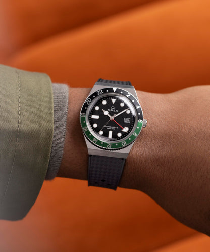 Timex Q Timex GMT 38mm Synthetic Rubber Strap Watch