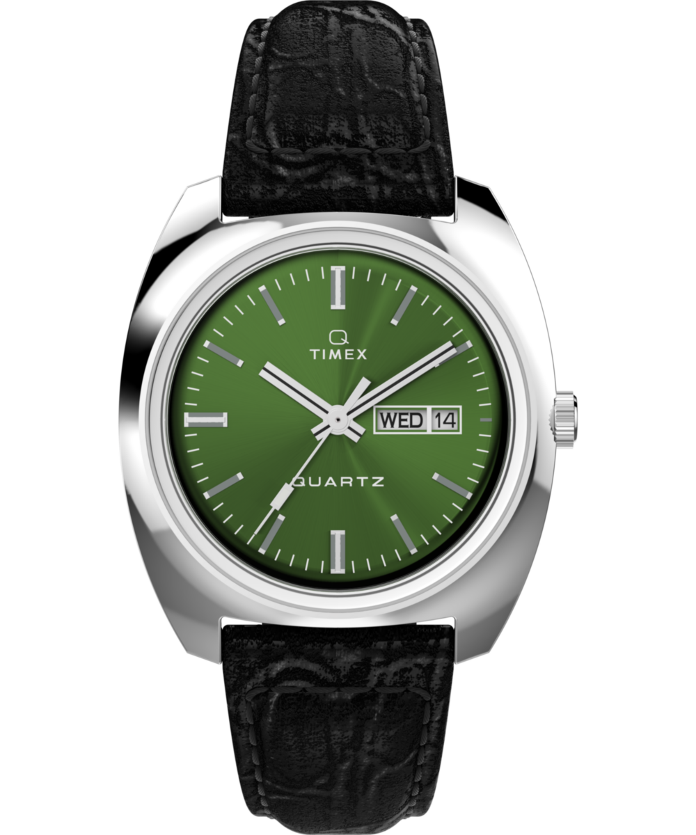 Timex Q Timex 1978 Day/Date 37.5mm Leather Strap Watch