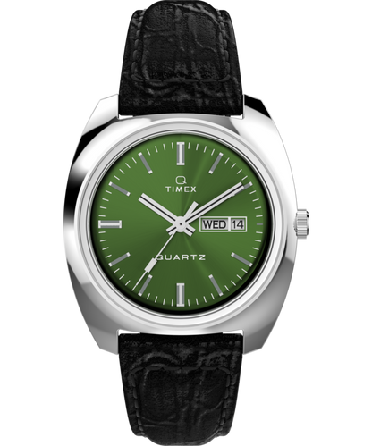 Timex Q Timex 1978 Day/Date 37.5mm Leather Strap Watch