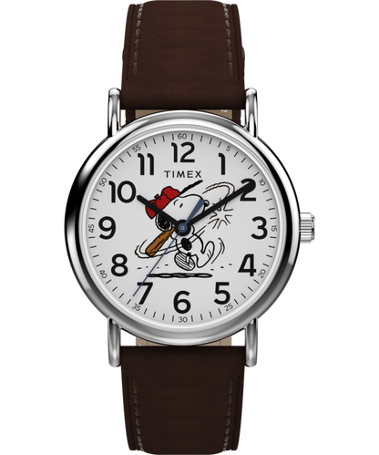 Timex Peanuts x Timex Weekender Baseball 38mm Leather Strap Watch