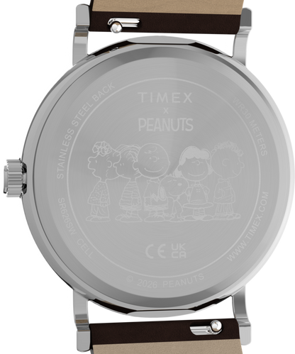 Timex Peanuts x Timex Weekender Baseball 38mm Leather Strap Watch