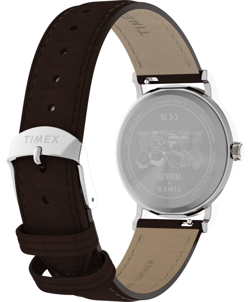 Timex Peanuts x Timex Weekender Baseball 38mm Leather Strap Watch